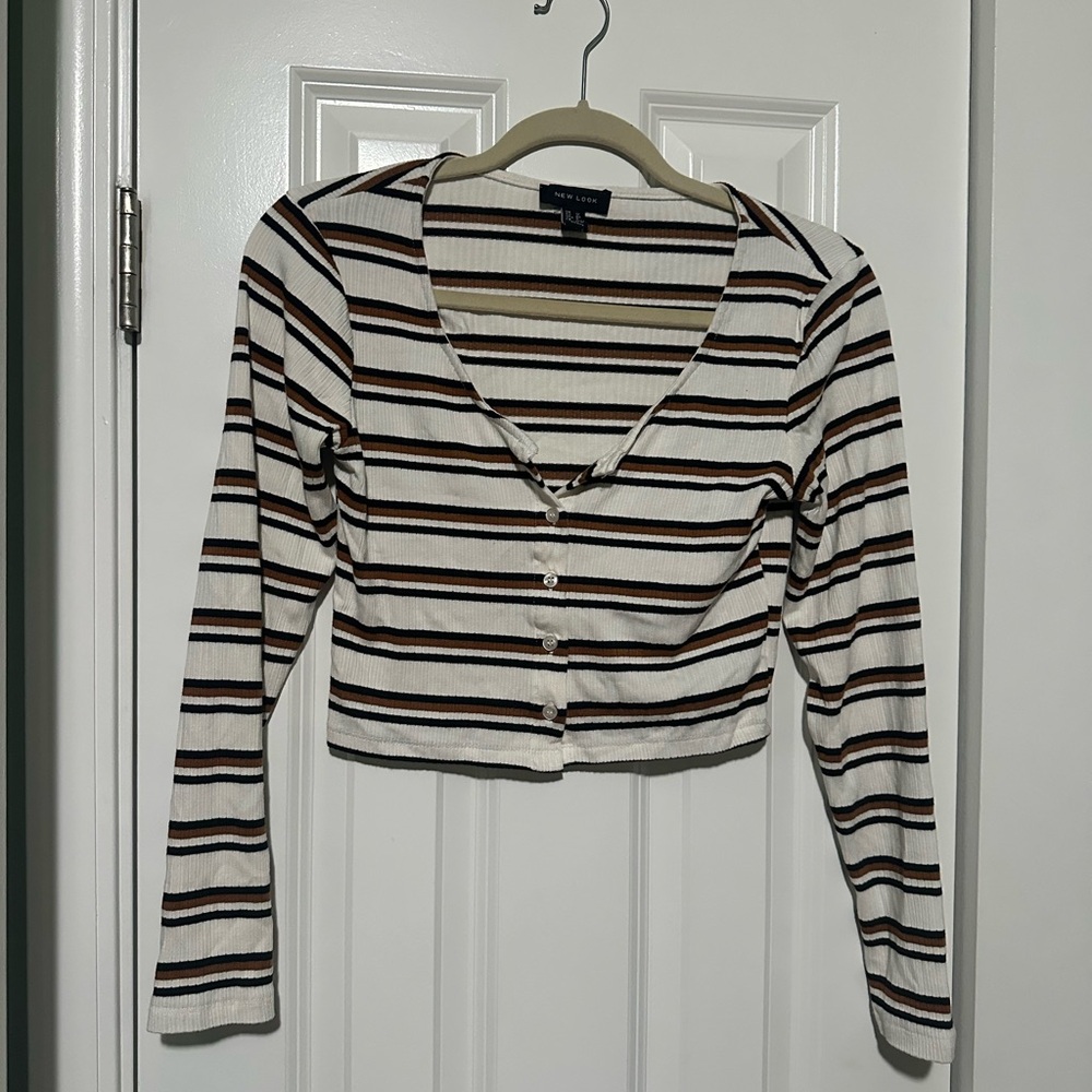 New Look Striped Micro Cardigan in size 8